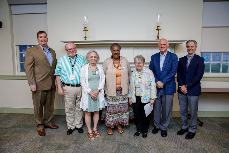 (From left) James Hazlett, MSN, RN, NE-BC; James Fitzgerald; Stephen Phillips, President,&nbsp;Fox Chase Town Watch; Elly Reinhardt; Martin Ogletree; and Michael McCormick.