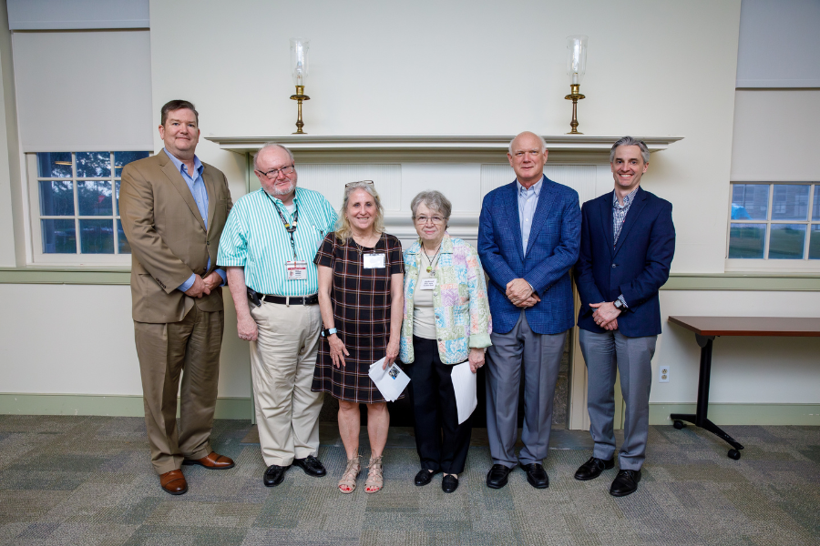 (From left) James Hazlett, MSN, RN, NE-BC; James Fitzgerald; Carol Thompson, Development Director of&nbsp;GROW (Northeast Community Services); Elly Reinhardt; Martin Ogletree; and Michael McCormick.