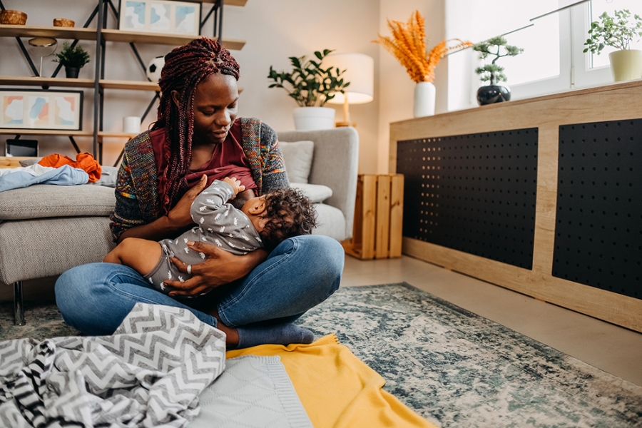 breastfeeding woman with baby