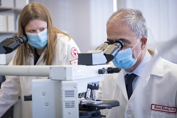 Dr. Khalili and Dr. Burdo in HIV lab